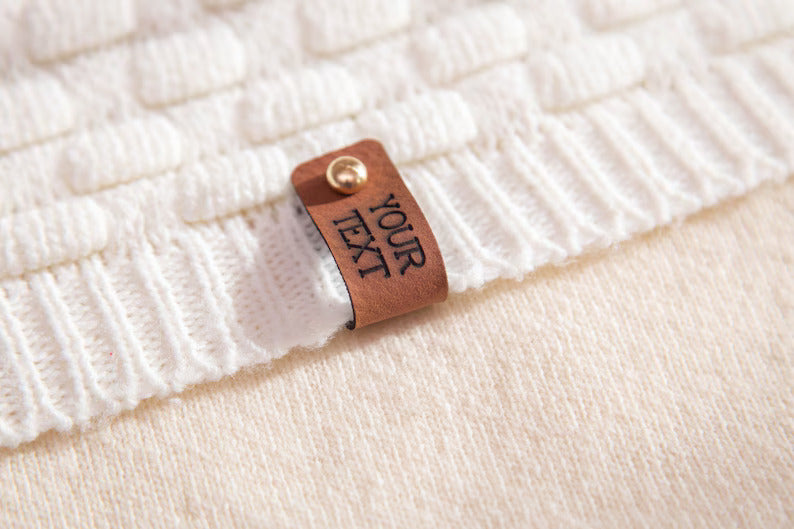 Custom Leather Labels, Personalized Leather Tags, Knitting Labels, Leather Craft Tags